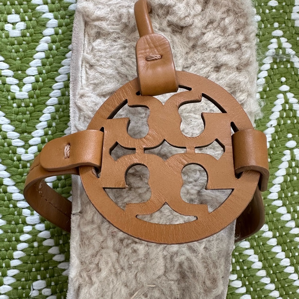 Tory Burch Tan Shearling Slides - Picture 6 of 7